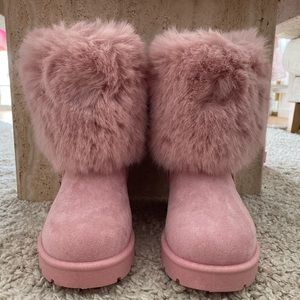 Pink fuzzy boots